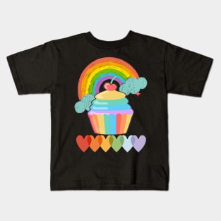 Rainbow with cup cake summer Kids T-Shirt